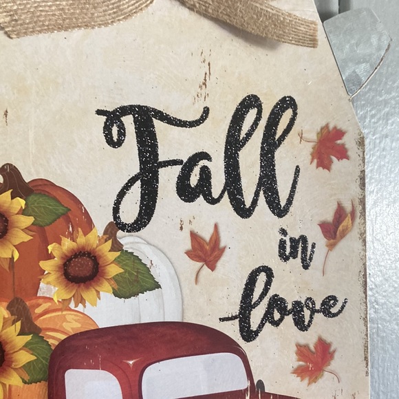 NWT Glittered FALL IN LOVE Harvest Red Farm Truck Wood Milk Jug Decoration Sign - Picture 6 of 17